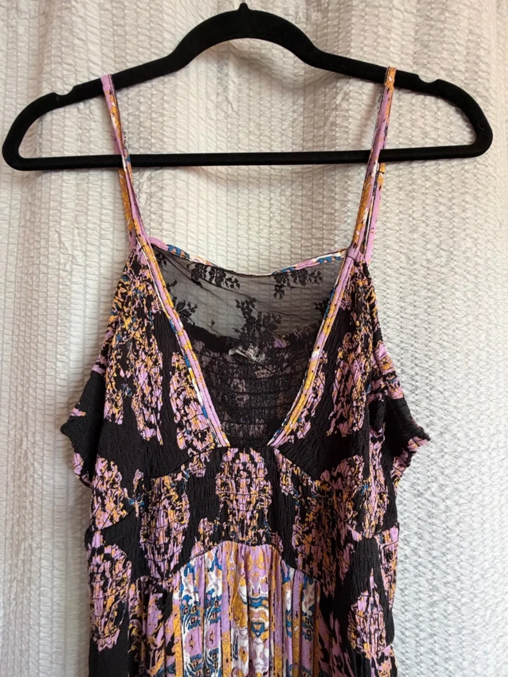 Free People Black Maxi Dress with Pink Floral Print - Picture 3 of 10